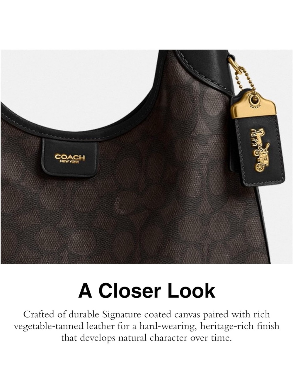 Coach Brown Signature Brooklyn 28 Shoulder Bag with Black Trim and Gold - New - Picture 4 of 5